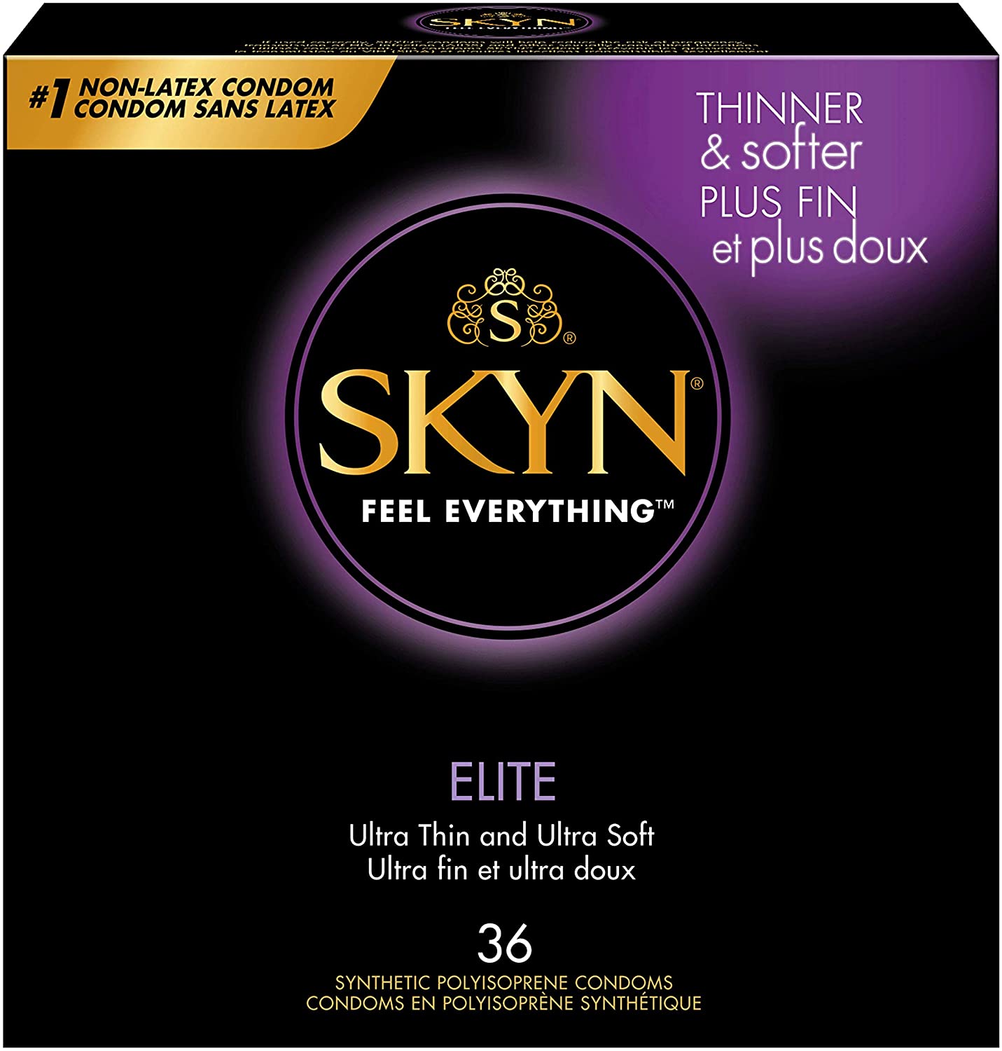 SKYN现货秒发SKYN Elite Non-Latex Lubricated Condoms, 36Count