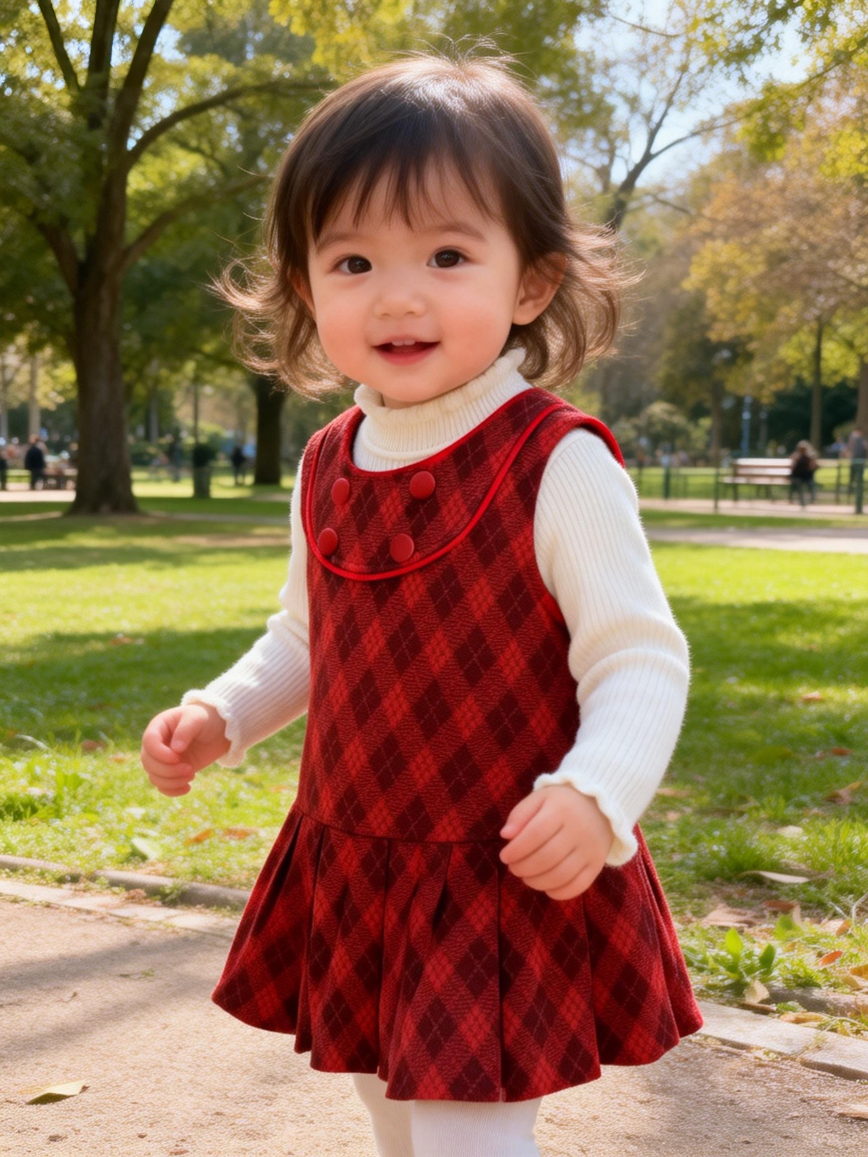 2026新年款女小童新年毛呢格子毛衣马甲裙帽子两件套,童装/婴儿装/亲子装,连衣裙,淘宝优惠券,粉丝福利购,淘宝优惠卷