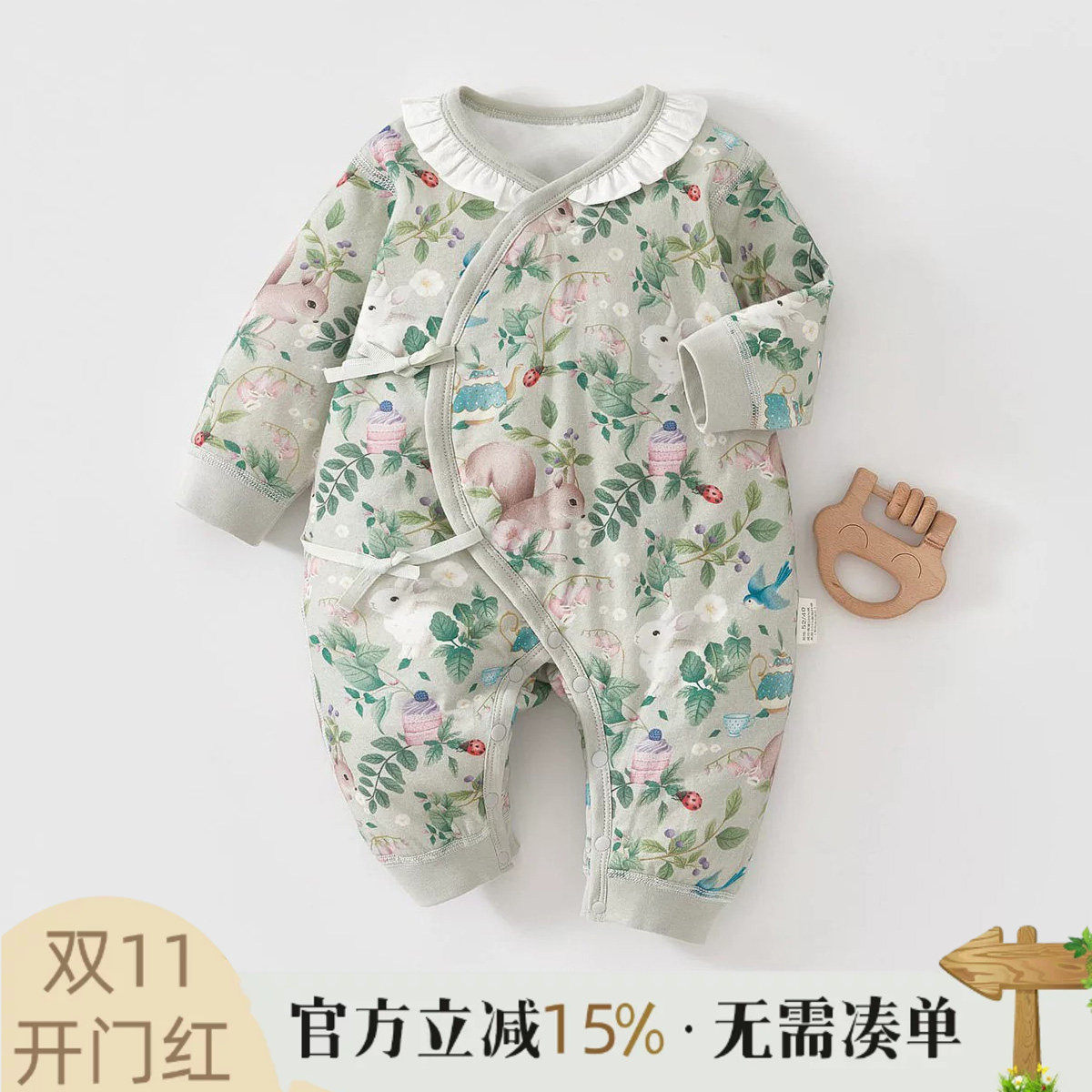 新生婴儿衣服纯棉秋冬装夹棉加厚哈衣爬服出生幼儿宝宝保暖连体衣