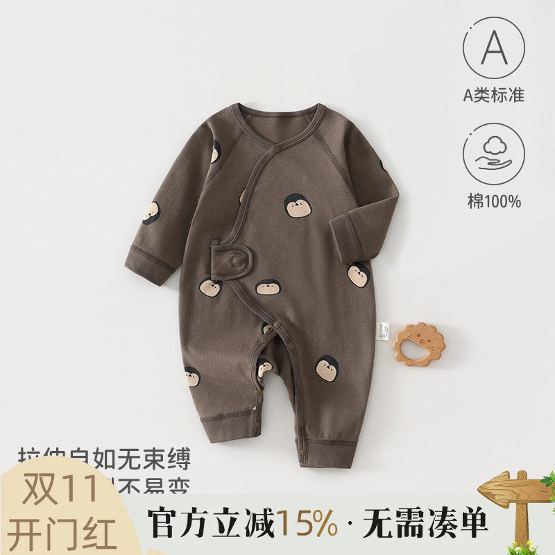 新生婴儿儿衣服纯棉初生宝宝和尚服婴儿连体衣薄款春秋季无骨哈衣