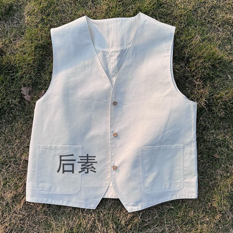 V领常规亚麻纯色天丝通勤外搭