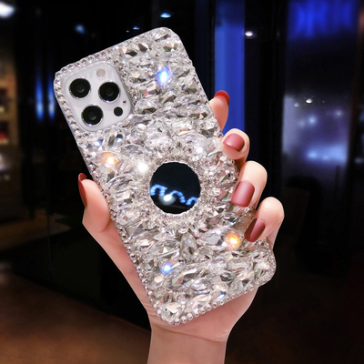 带镜子支架满钻爆闪奢华时尚软壳