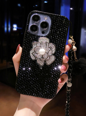 山茶花oppoReno15水钻手机壳奢华findx9pro高级14黑色13小众12女8