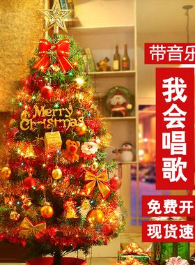 2025年新款圣诞树家用1.5米套餐60cm迷你圣诞节装饰品diy音乐发光
