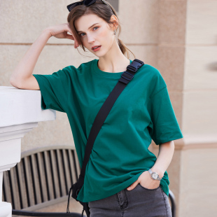 重磅纯棉短袖t恤女夏季2026新款圆领宽松大版230g新疆棉纯色上衣