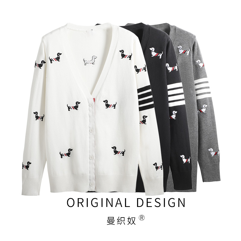 小狗提花上衣宽松外搭毛衣外套