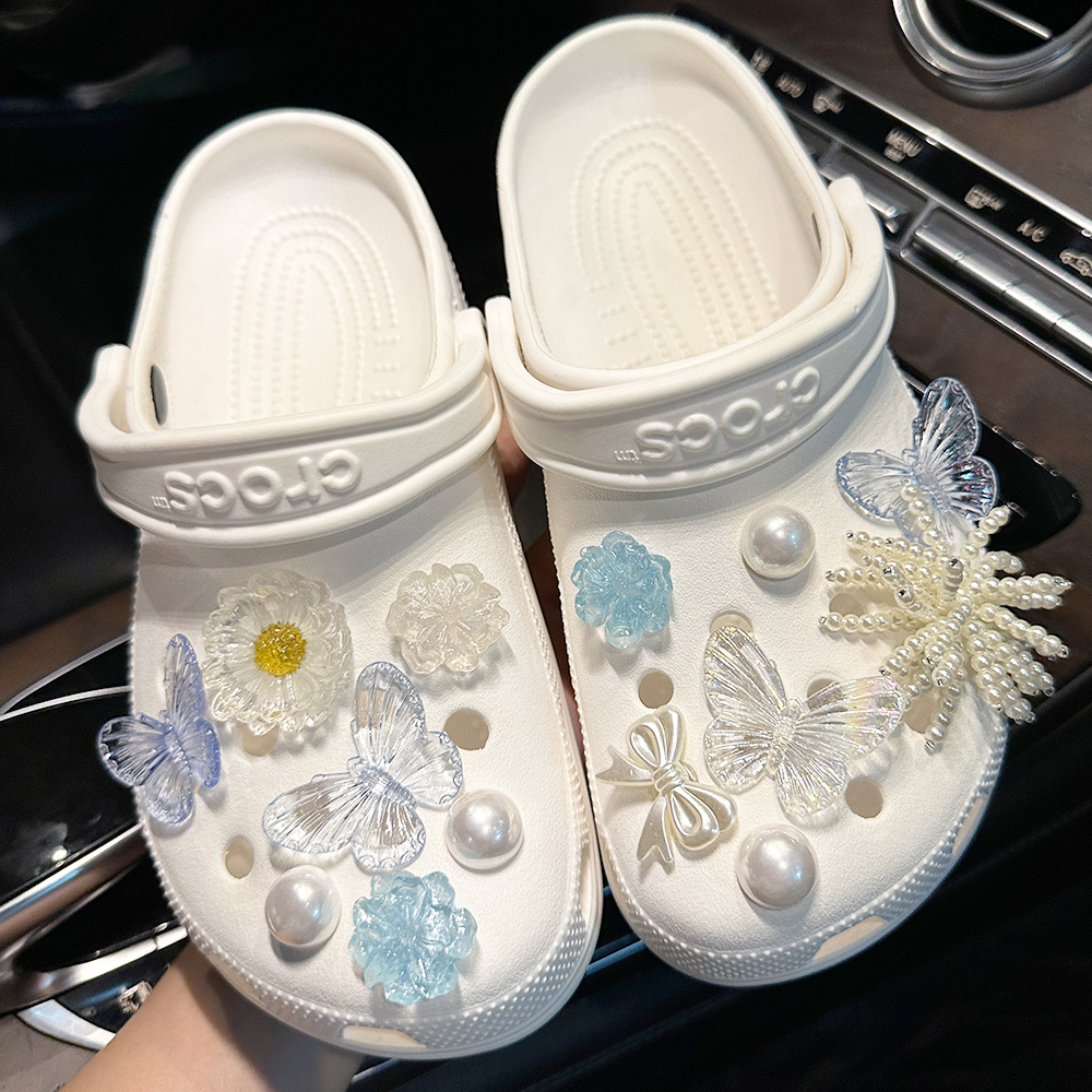 珍珠花朵蝴蝶小熊洞洞鞋配饰crocs鞋花卡骆驰装饰扣配件鞋扣饰品