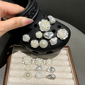 饰鞋 花高级感装 扣配件diy 配饰crocs鞋 仿珍珠巴洛克玫瑰花洞洞鞋