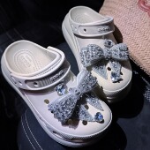 饰鞋 花适配crocs卡骆驰装 扣高级感 配饰鞋 领结蝴蝶结水钻洞洞鞋