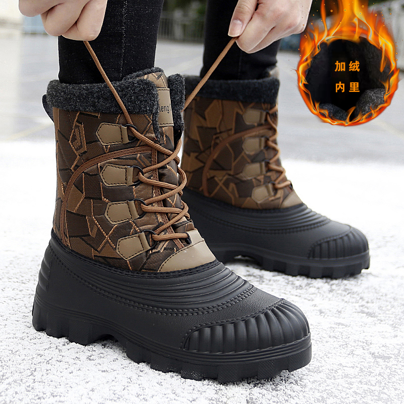 冬季摩托车骑行靴男女加绒保暖防水通勤机车鞋外卖骑手挡风雪地靴