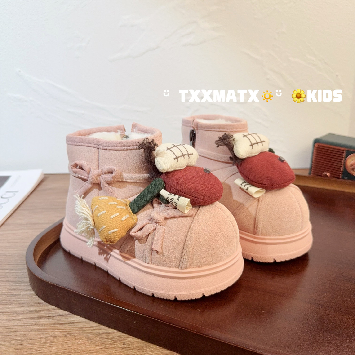 卡皮巴拉女童卡通挂件雪地靴