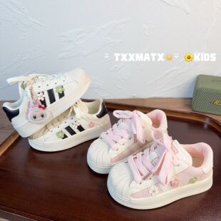 防滑休闲鞋 2026春秋新款 儿童运动鞋 子甜美风贝壳头防踢板鞋 女童鞋