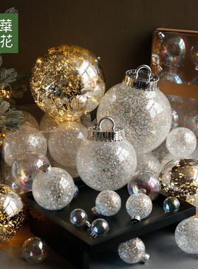晶华圣诞球圣诞节透明装饰球七彩泡泡圣诞球幻彩球灯球装饰透明球