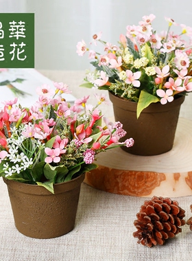 仿真花小盆栽假绿植晶华