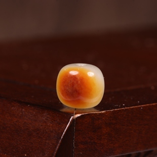 9mm黄沁老型珠新疆和田玉籽料单珠散珠桶珠文玩多宝手串手链配珠