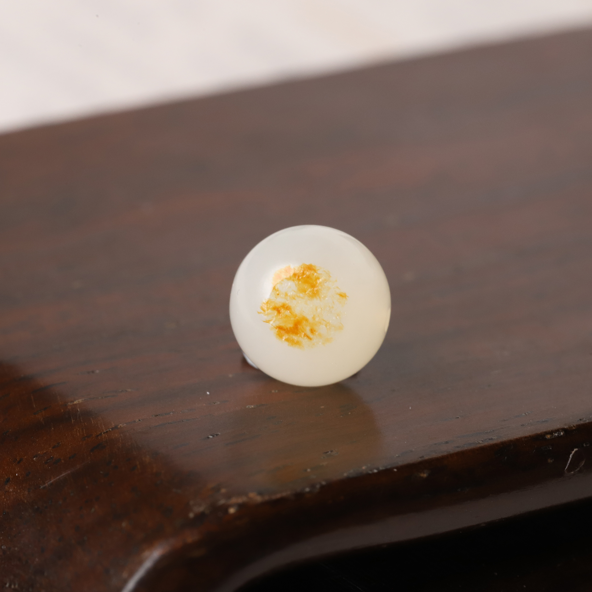 9mm白玉圆珠新疆和田玉籽料洒金皮单珠散珠手串手链配珠挂件顶珠