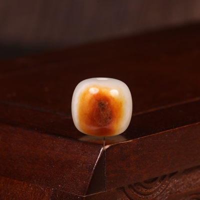 12mm正宗新疆和田玉籽料老型珠黄沁桶珠珠子单珠散珠手串手持顶珠