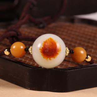 20mm黄沁珠子天然新疆和田玉籽料圆珠手串配珠单珠散珠手链配饰