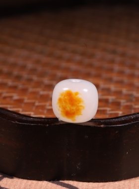 11mm洒金皮老型珠新疆和田玉白肉籽料珠子单珠籽玉散珠圆珠天然