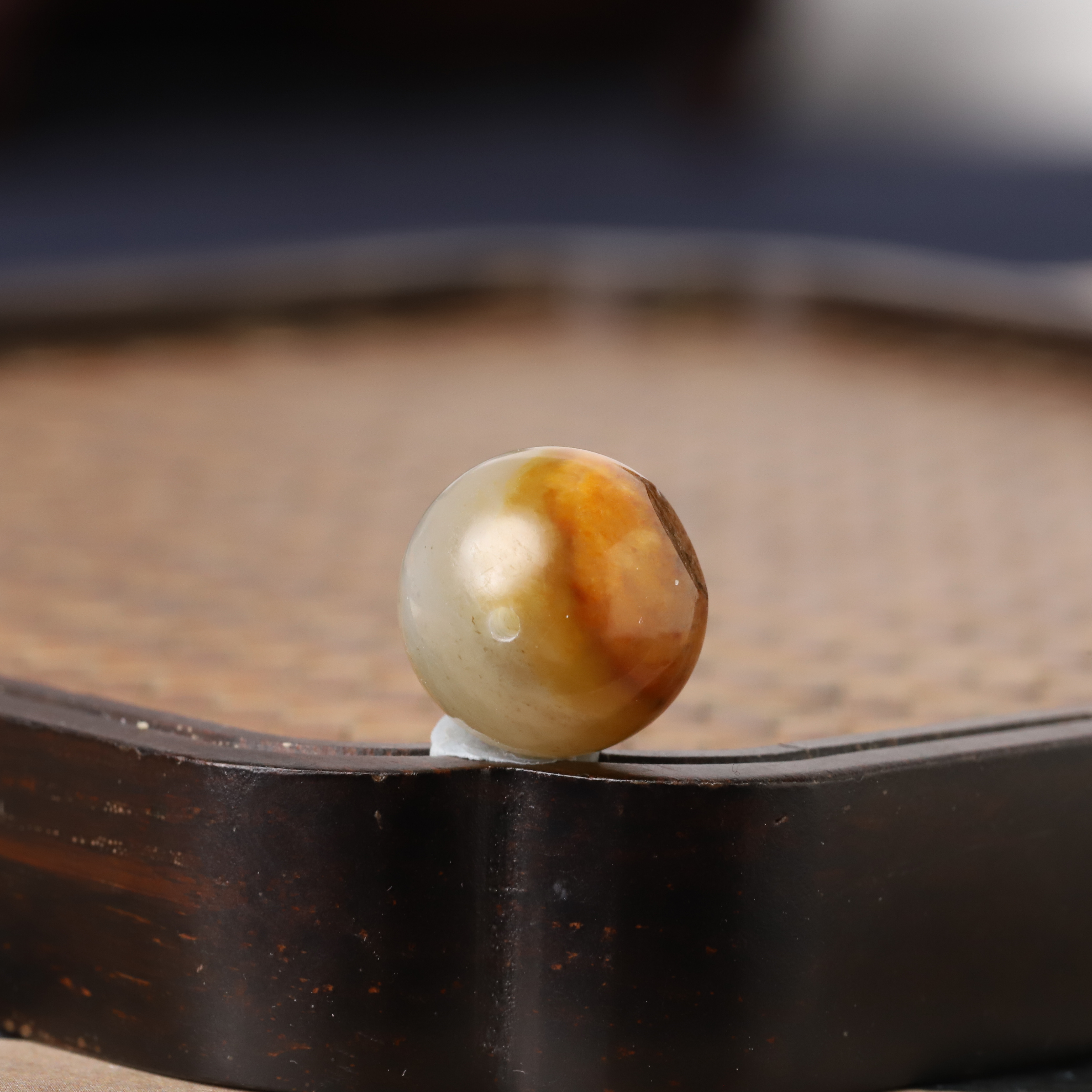 13mm红沁单珠新疆和田玉籽料黄沁散珠籽玉圆珠珠子锁骨珠手串配珠