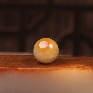 11mm黄沁圆珠正宗新疆和田玉籽料单珠散珠珠子多宝手串配珠顶珠