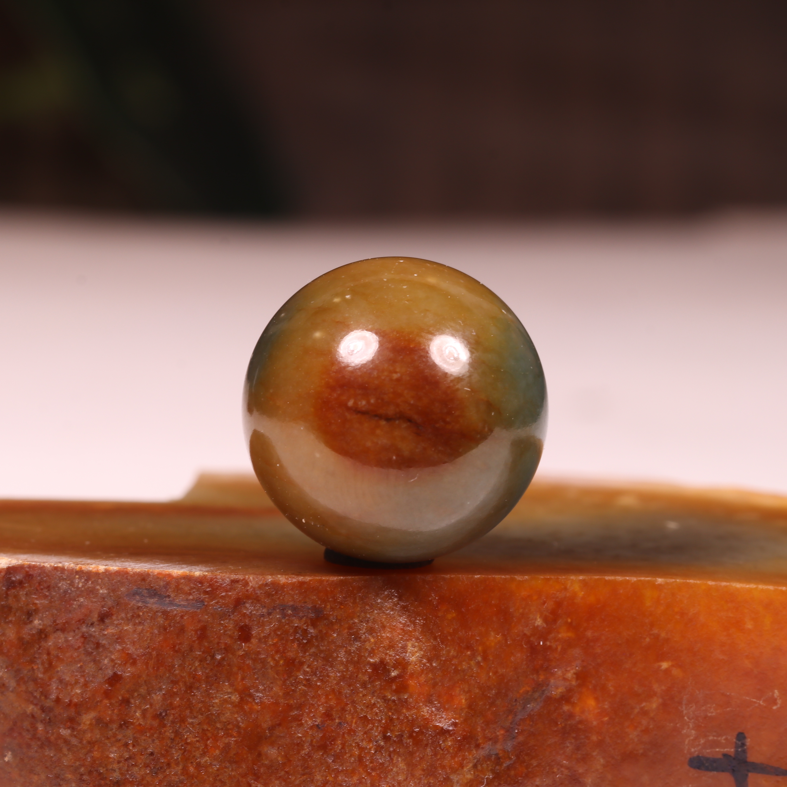 19mm特色新疆和田玉黄沁圆珠籽料翠珠子散珠多宝手串手持锁骨珠