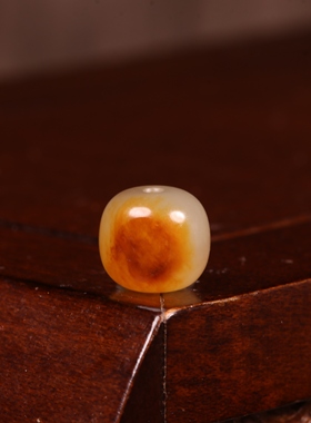 8mm老型珠新疆和田玉籽料黄沁珠子天然和田玉圆珠散珠手串配珠