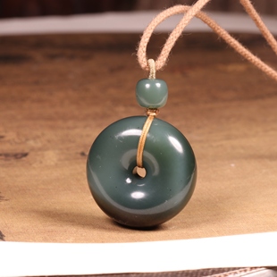 碧玉平安扣苏工新疆和田玉吊坠面包圈挂件玉吊坠玉挂件项链配饰