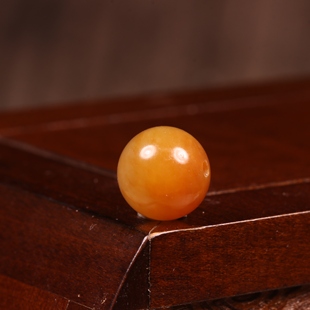 11mm黄沁单珠新疆和田玉籽料散珠圆珠珠子多宝手串配珠顶珠配饰