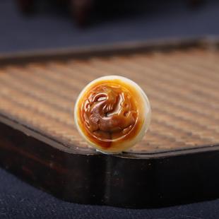 20mm仿古龙玉珠正宗新疆和田玉籽料红沁仿古龙圆珠吊坠单珠散珠