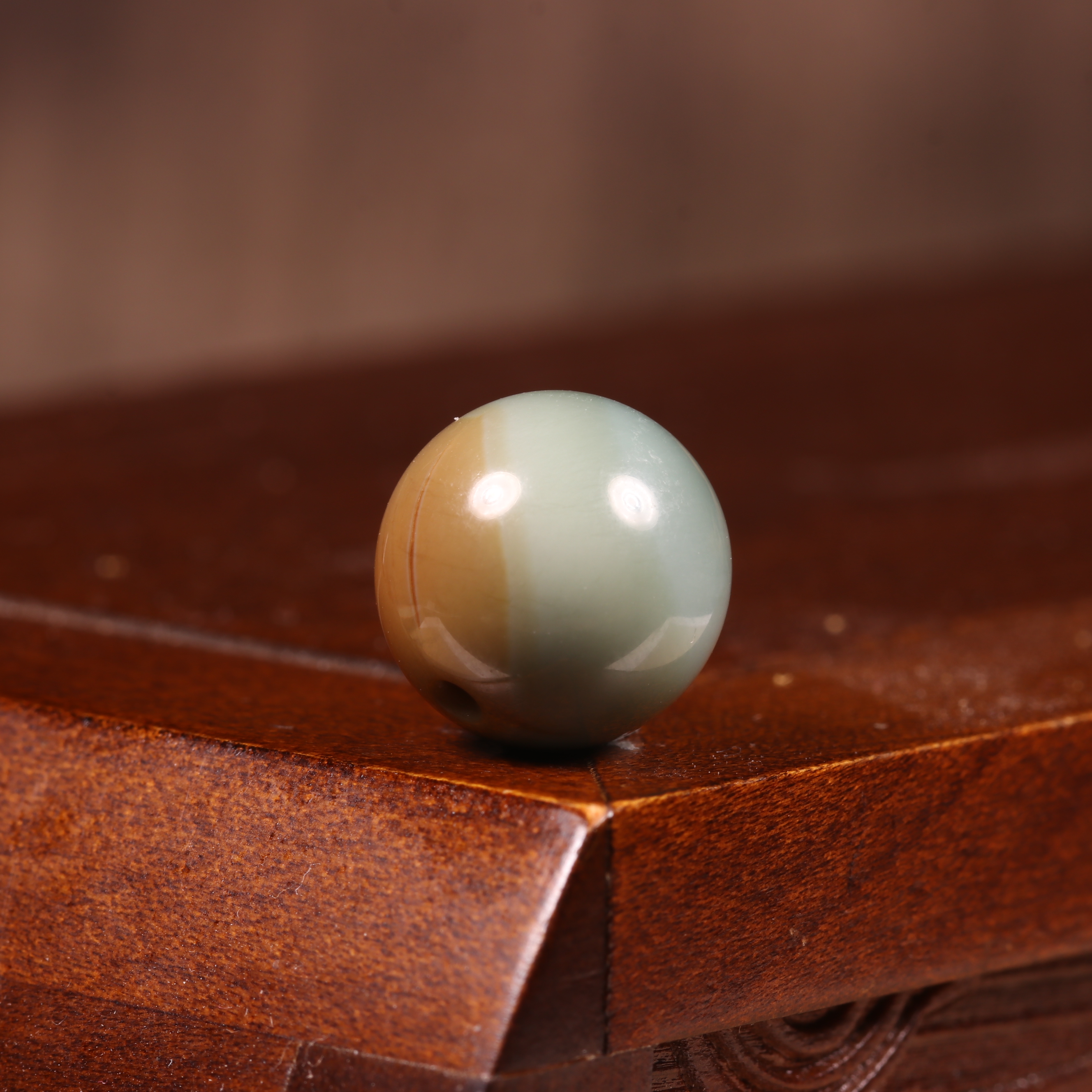 13mm沙枣青圆珠正宗新疆和田玉籽料散珠多宝手串手持顶珠配珠