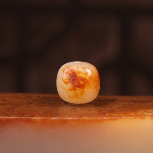 9mm黄玉珠子正宗新疆和田玉籽料黄沁桶珠单珠散珠手串手持顶珠