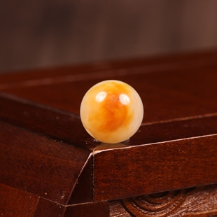 11mm黄沁玉珠新疆和田玉籽料圆珠单珠桶珠散珠手串手链配珠顶珠