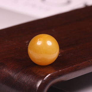 14mm黄沁圆珠正宗新疆和田玉籽料单珠散珠珠子多宝手串配珠顶珠