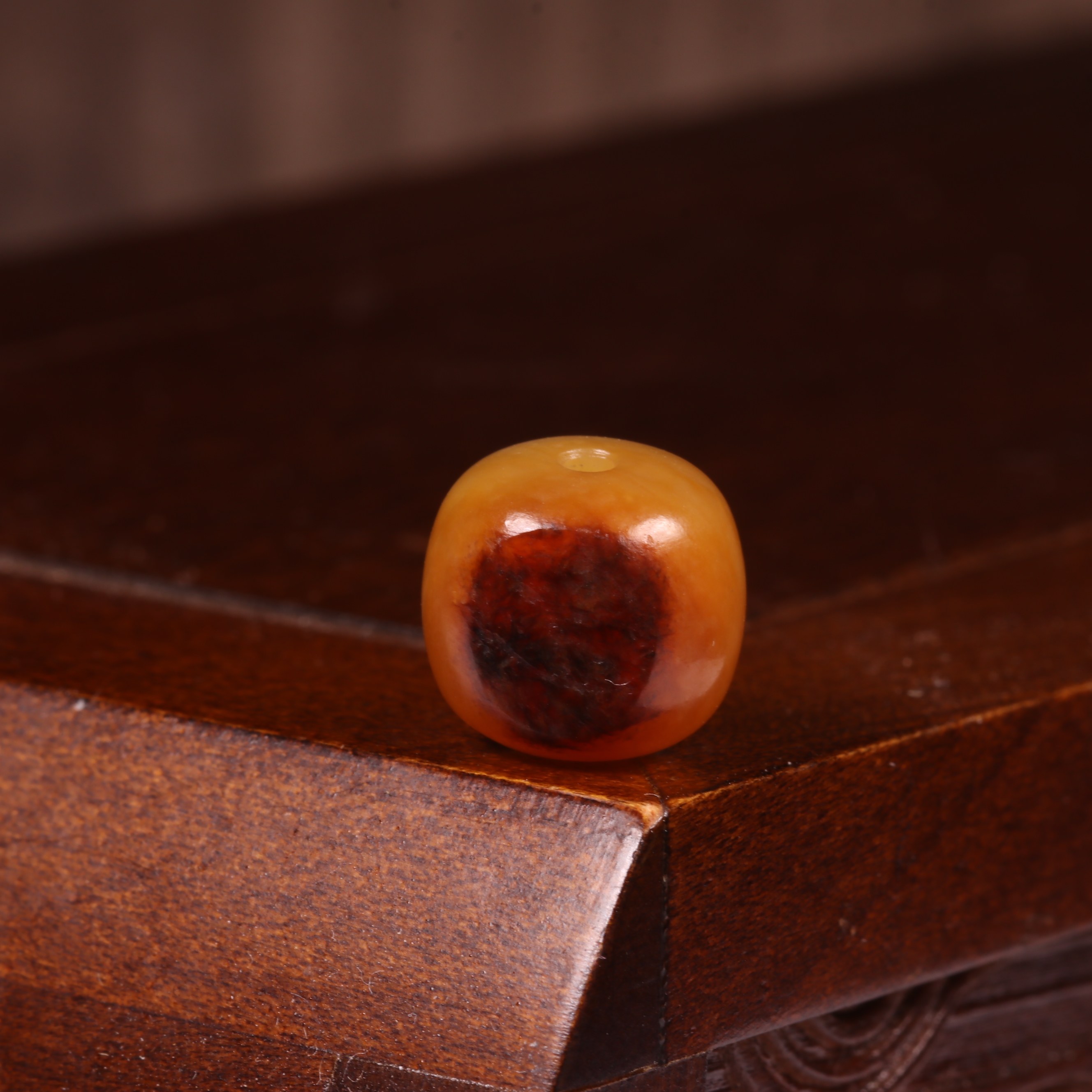 11mm老型珠新疆和田玉籽料红沁天然单珠圆珠DIY多宝串手链配珠