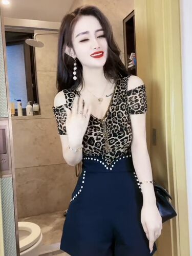 女装2022新款夏季性感豹纹短袖