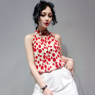 上衣 2024冰丝宽松遮肚无袖 欧货洋气碎花雪纺衫 背心吊带女夏日新款