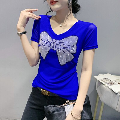 性感领网短袖夏装欧货重工