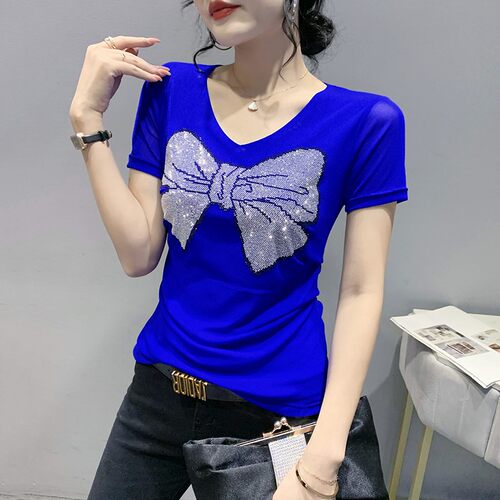 性感领网短袖夏装欧货重工