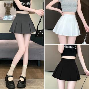 时尚 春秋高腰裙裤 灰色a字短裙子 2026新款 白色百褶裙半身裙女夏季