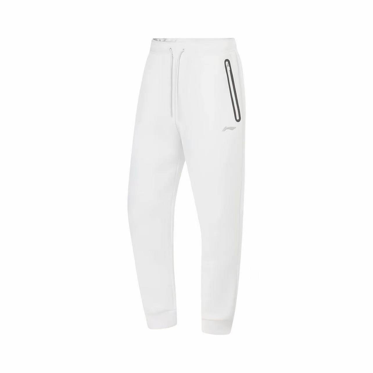 李宁男子秋季运动长裤健身系列时尚潮流全白色束脚卫裤AKLT439