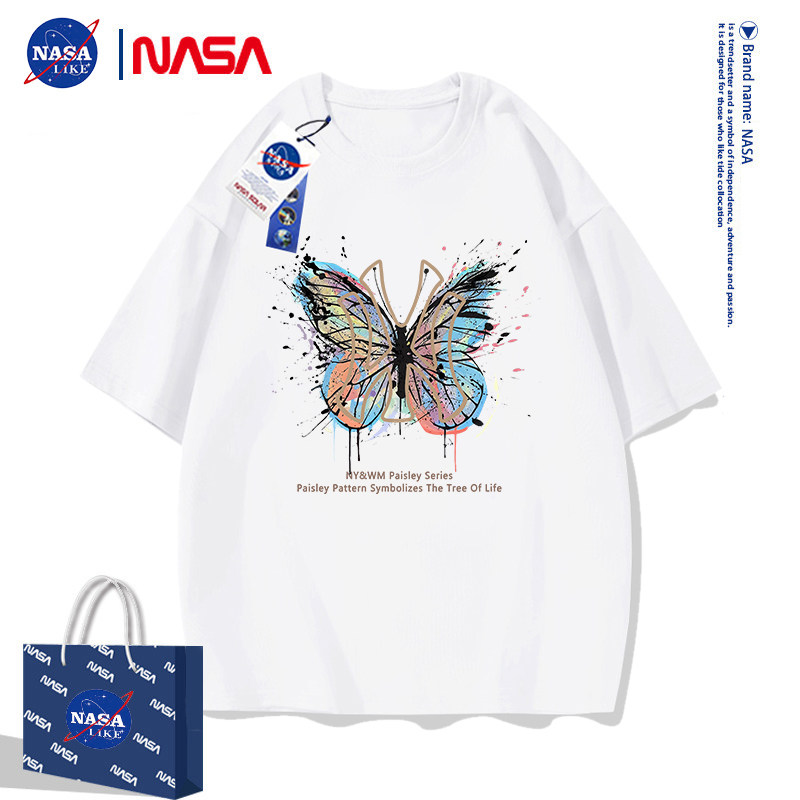 NASA联名NY潮牌儿童纯棉短袖T恤蝴蝶男童夏季童装体恤上衣亲子装