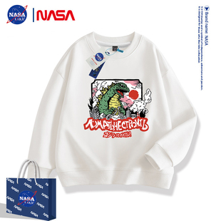 NASA联名哥斯拉童装男童秋装卫衣2025新款中大童春秋款恐龙上衣潮