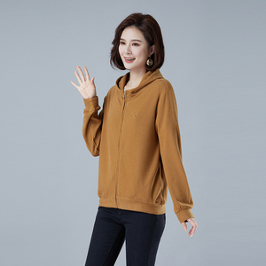开衫常规拉链宽松纯色连帽长袖,女装卫衣/绒衫,秋牧寒烟