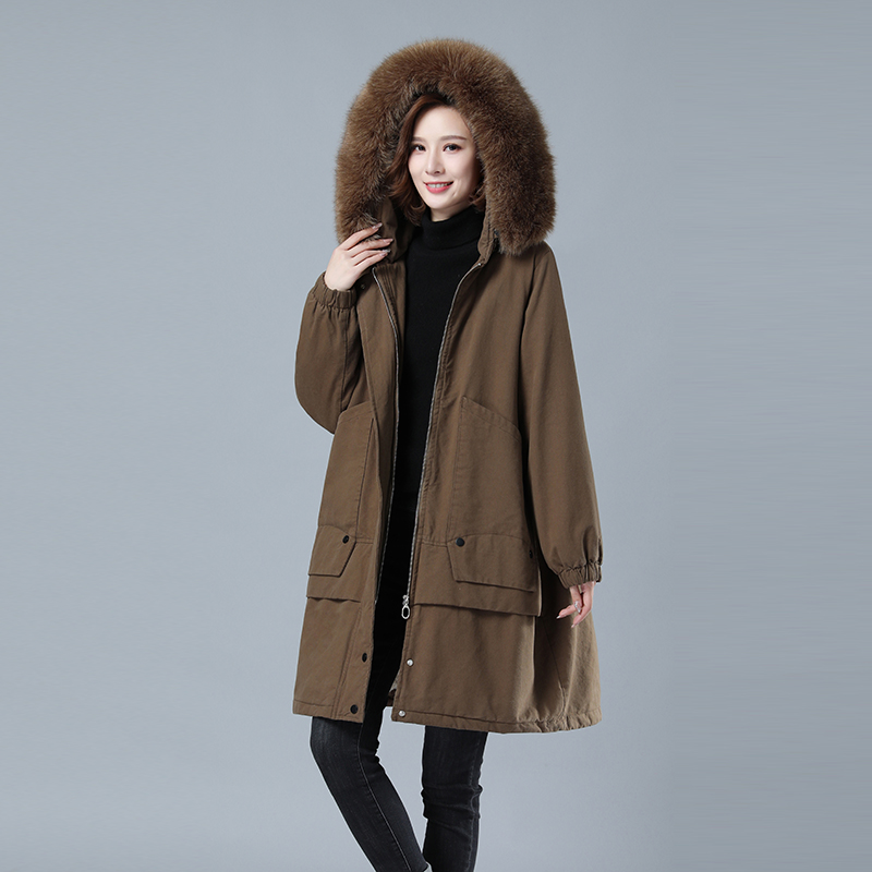 2023冬加绒加厚棉服保暖连帽派克服728款，女装棉衣/棉服，秋牧寒烟