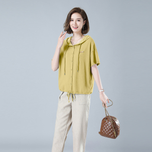 时尚宽松短袖T恤女夏季新款韩版百搭显瘦连帽上衣休闲女装图片