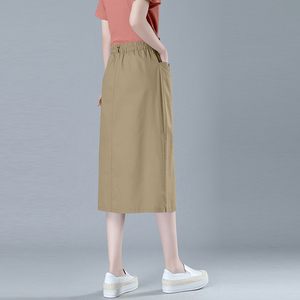 时尚百搭高腰显瘦半身裙女夏季新款休闲宽松大码A字裙中长款裙子图片