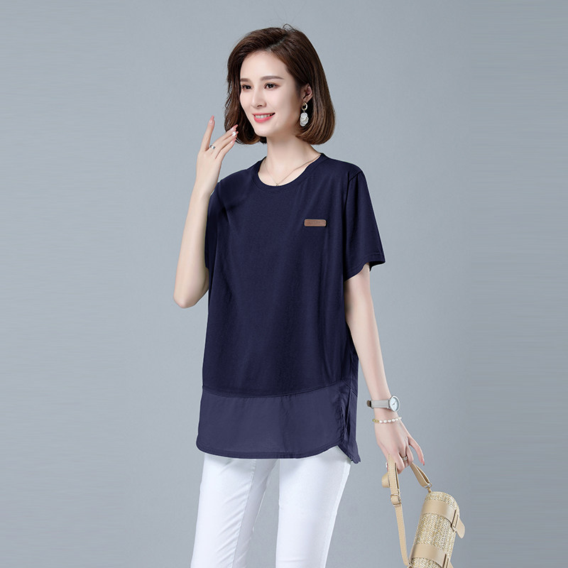 时尚宽松显瘦绿色短袖T恤女夏季新款百搭休闲上衣,女装T恤,秋牧寒烟