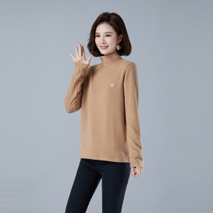 时尚百搭半高领长袖T恤女 经典纯色修身显瘦打底衫 舒适柔软面料图片