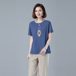 时尚宽松短袖T恤女夏季新款圆领刺绣上衣百搭显瘦休闲女装437图片